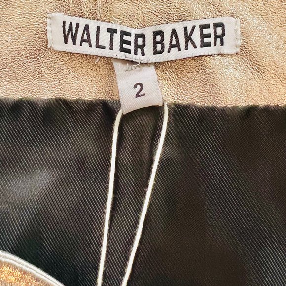 Walter Baker Luxury Haley Silver Metallic A-line Lambskin Leather Mini Skirt - Picture 11 of 15